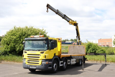 Scania p380 fassi f360xp crane flatbed for sale comvex trucks uk