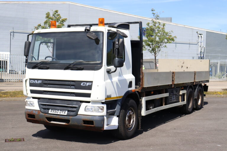 DAF CF75 310 6x2 rearlift dropside truck for sale comvex trucks uk