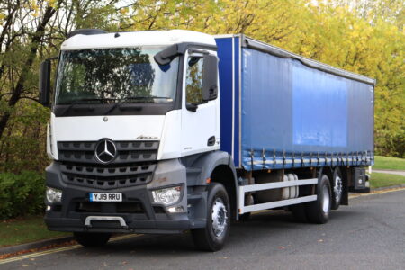 Mercedes Arocs 2532 6x2 rearllift curtainside truck for sale comvex trucks uk export