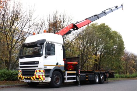 DAF CF85 410 6x2 Fassi F455 Crane Cheesewedge Beavertail truck for sale comvex trucks uk