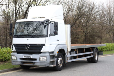Mercedes axor 1824 sleeper flatbed truck for sale comvex trucks uk export