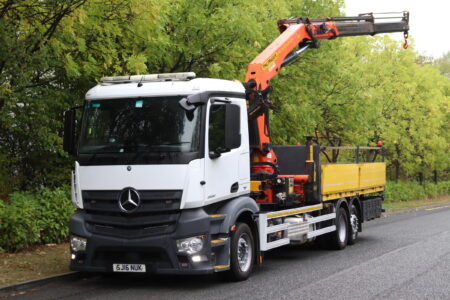 Mercedes actros 2532 palfinger pk22002 orteco hd800 pile driver crane barrier truck comvex trucks uk export